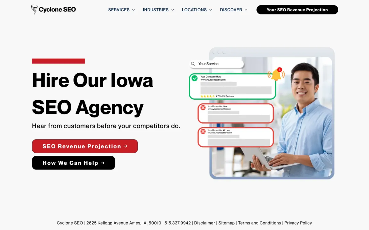 Cyclone SEO homepage, captured September 28, 2026