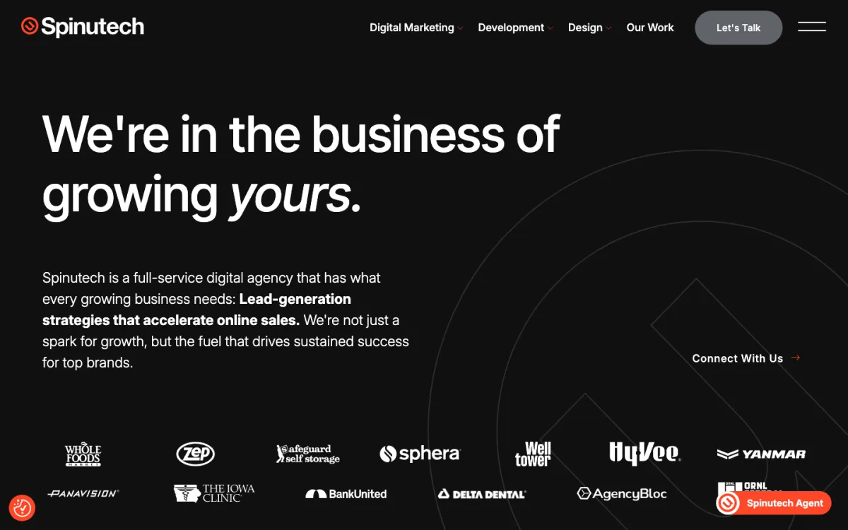 Spinutech homepage, captured September 28, 2026